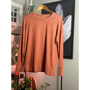 Time and Tru Pullover Top Women's Small Orange Heathered Long Sleeve Casual